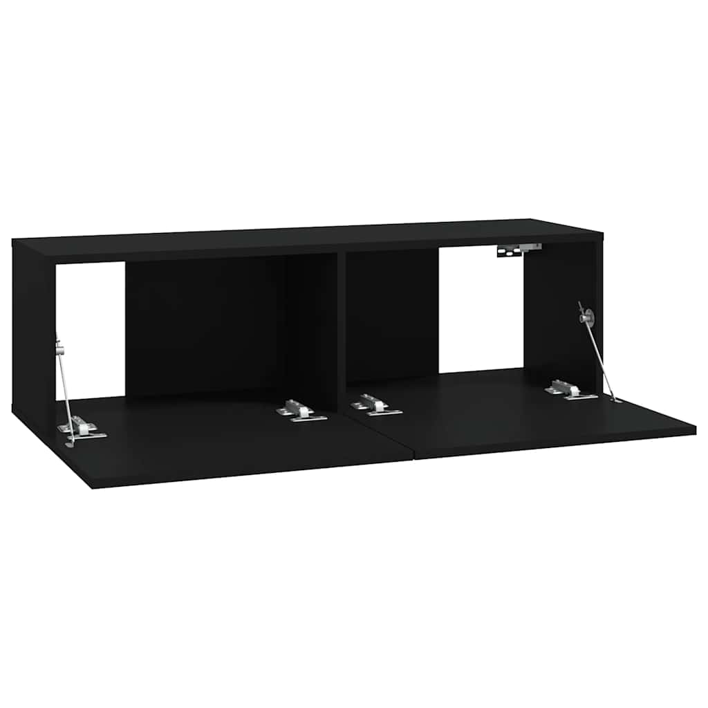 6 Piece TV Cabinet Set Black Engineered Wood