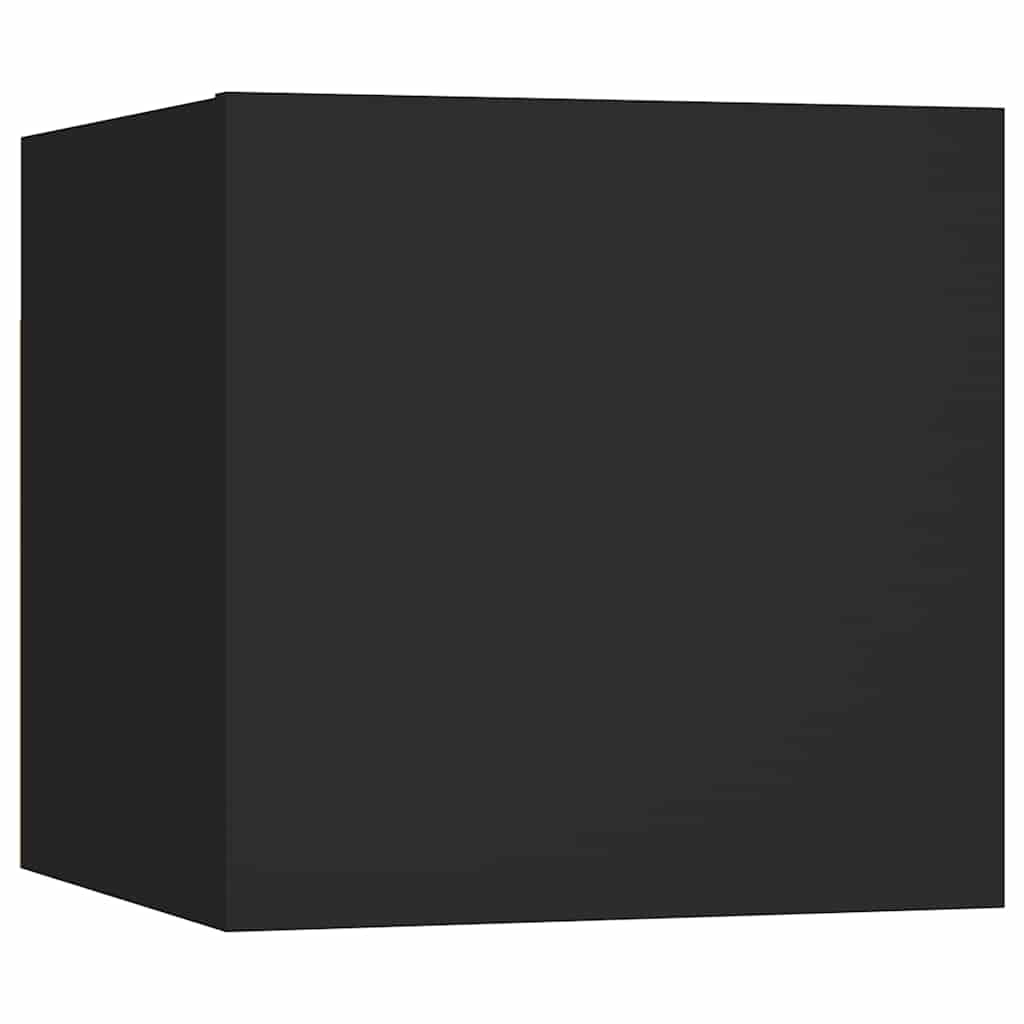 6 Piece TV Cabinet Set Black Engineered Wood