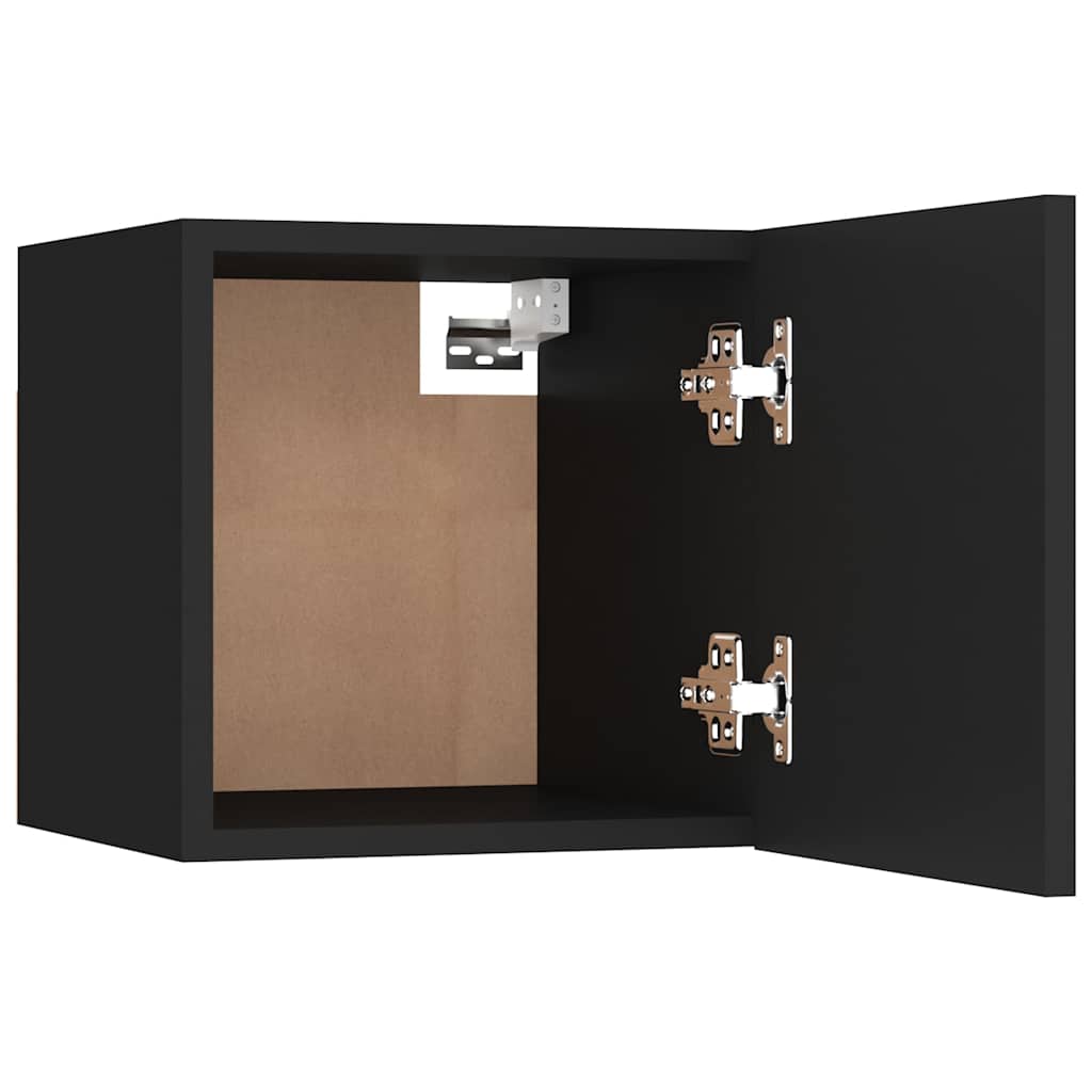 6 Piece TV Cabinet Set Black Engineered Wood