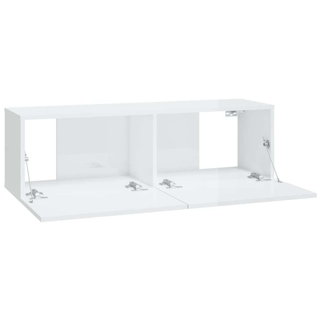 6 Piece TV Cabinet Set High Gloss White Engineered Wood