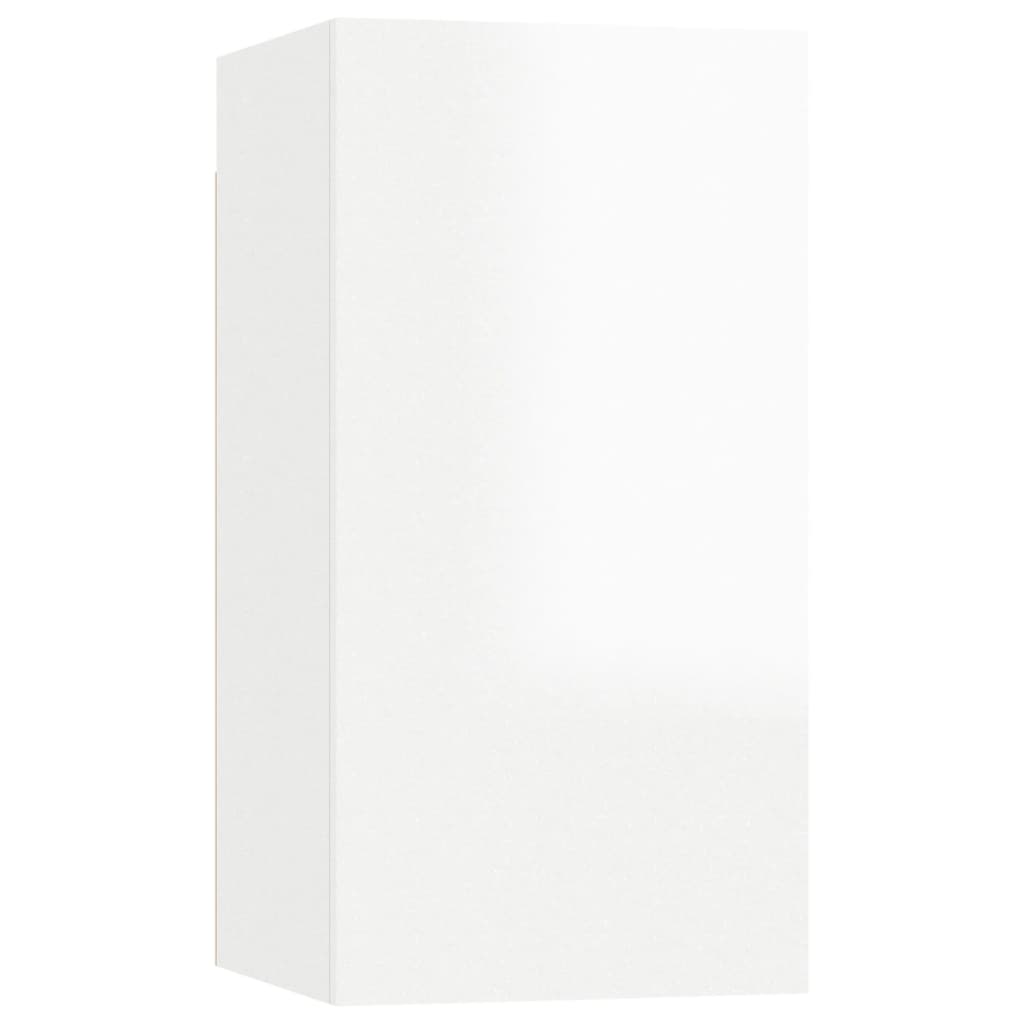 4 Piece TV Cabinet Set High Gloss White Engineered Wood
