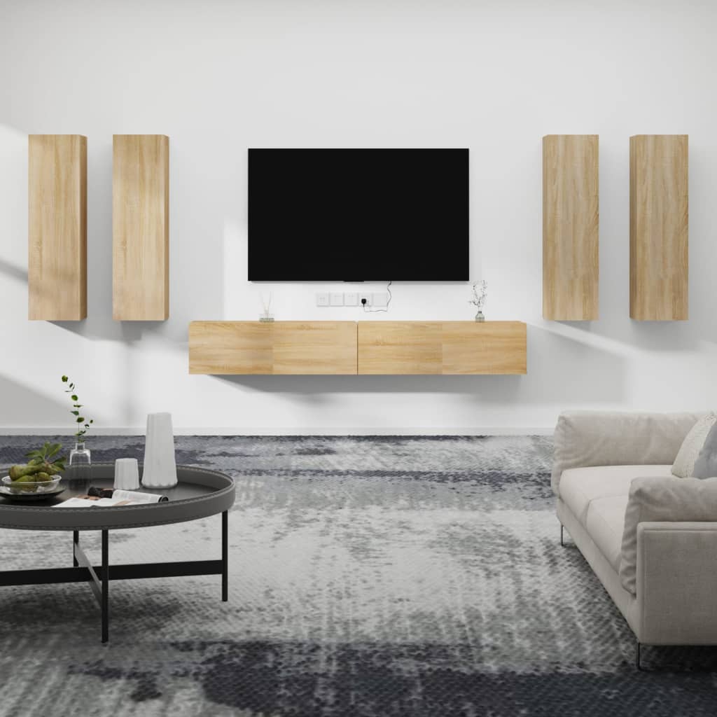 6 Piece TV Cabinet Set Sonoma Oak Engineered Wood