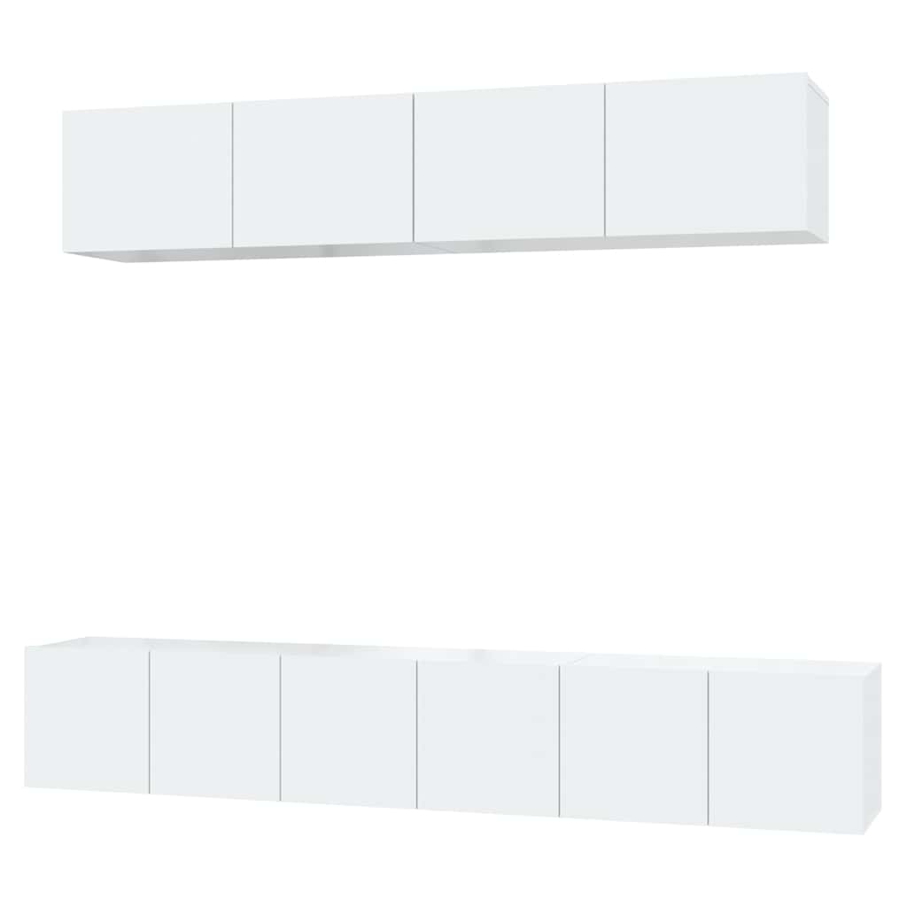 5 Piece TV Cabinet Set High Gloss White Engineered Wood