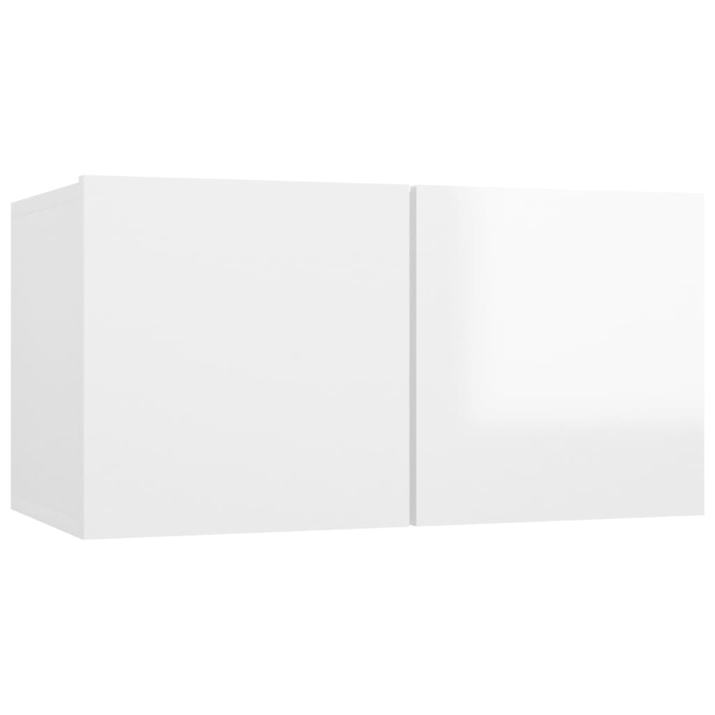 6 Piece TV Cabinet Set High Gloss White Engineered Wood