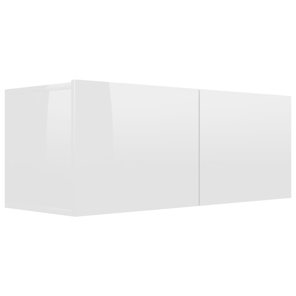 6 Piece TV Cabinet Set High Gloss White Engineered Wood