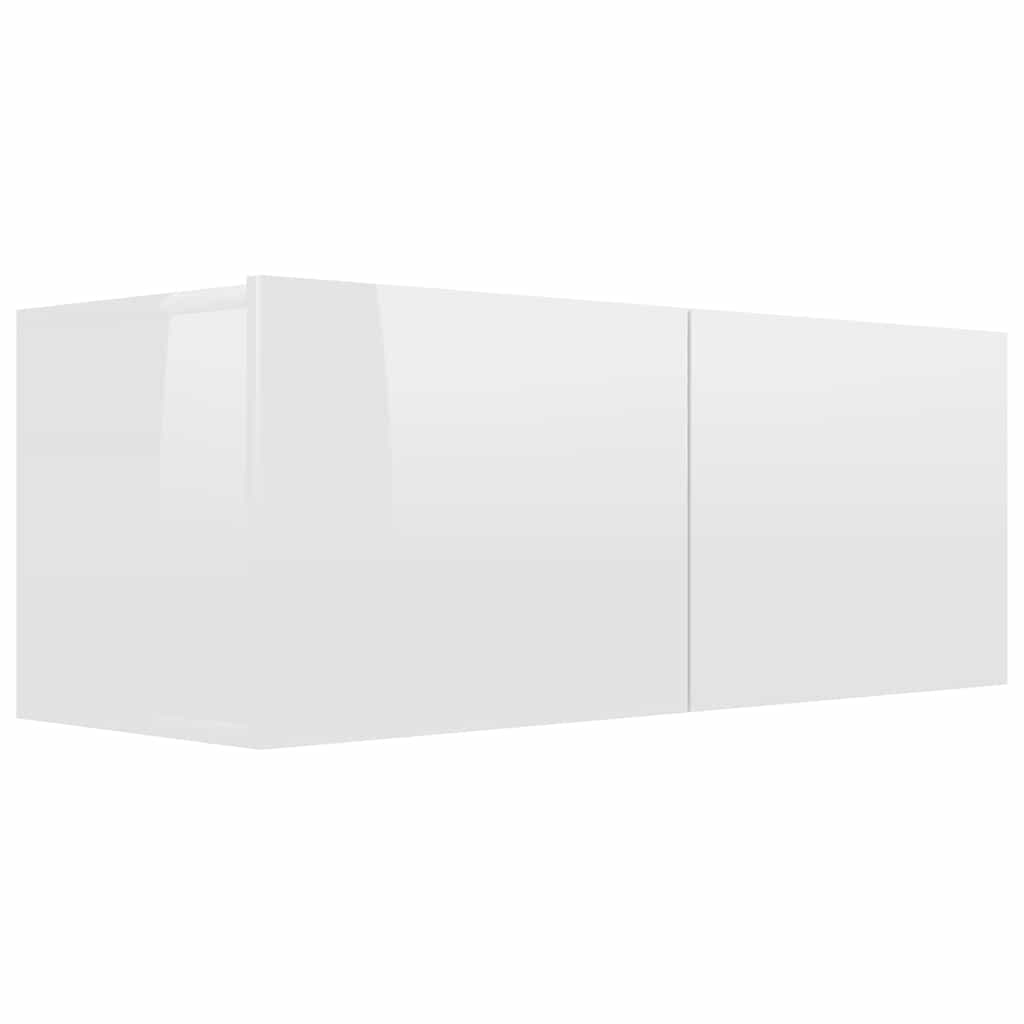 6 Piece TV Cabinet Set High Gloss White Engineered Wood