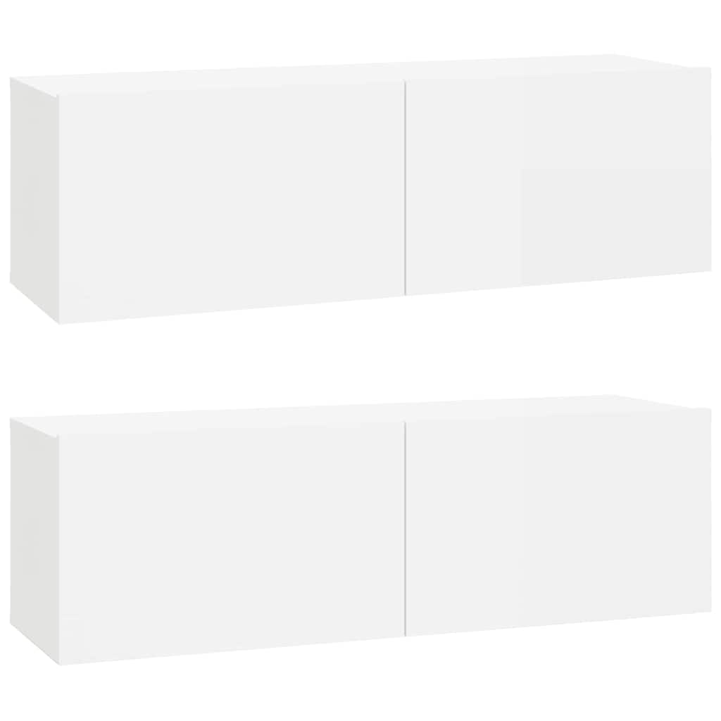 6 Piece TV Cabinet Set High Gloss White Engineered Wood