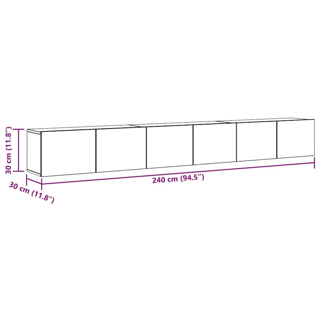 3 Piece TV Cabinet Set High Gloss White Engineered Wood
