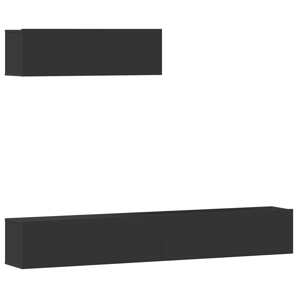 3 Piece TV Cabinet Set Black Engineered Wood