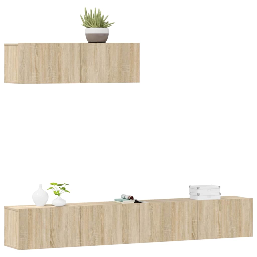 3 Piece TV Cabinet Set Sonoma Oak Engineered Wood