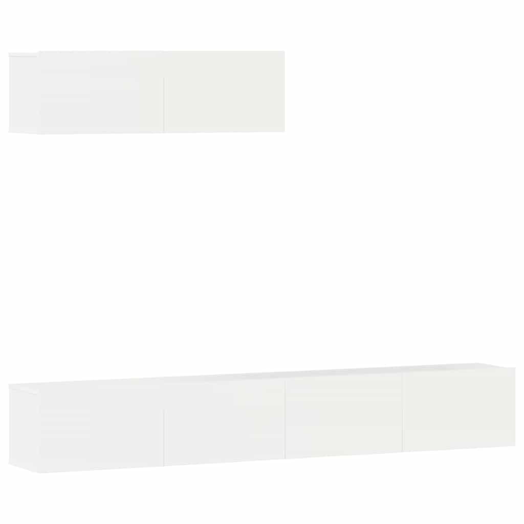 3 Piece TV Cabinet Set High Gloss White Engineered Wood