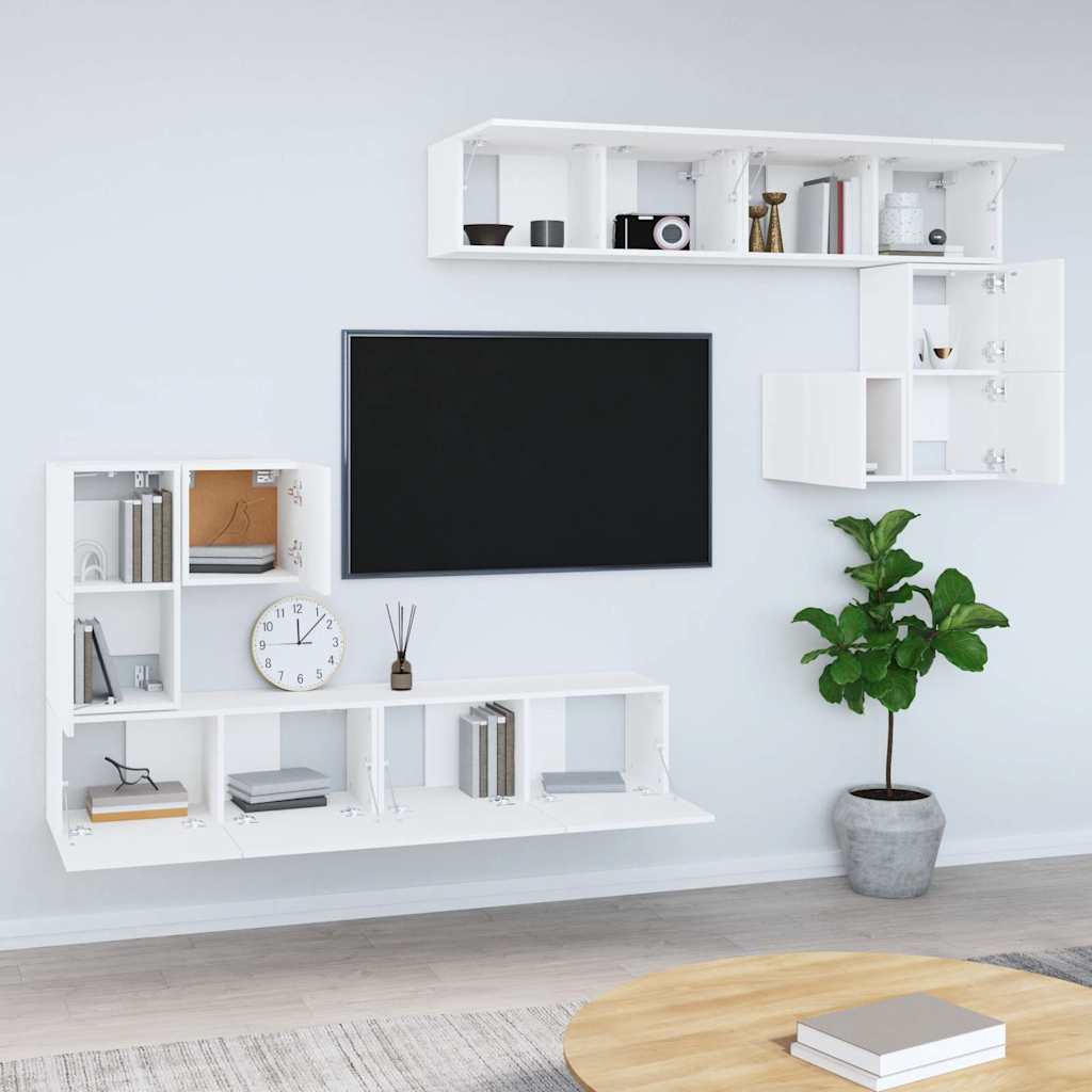 Wall-mounted TV Cabinet White Engineered Wood