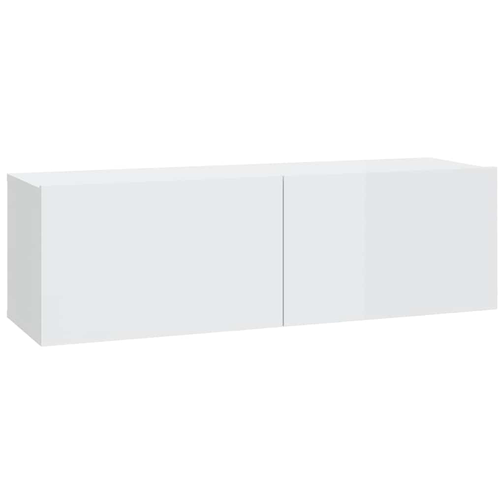 4 Piece TV Cabinet Set High Gloss White Engineered Wood