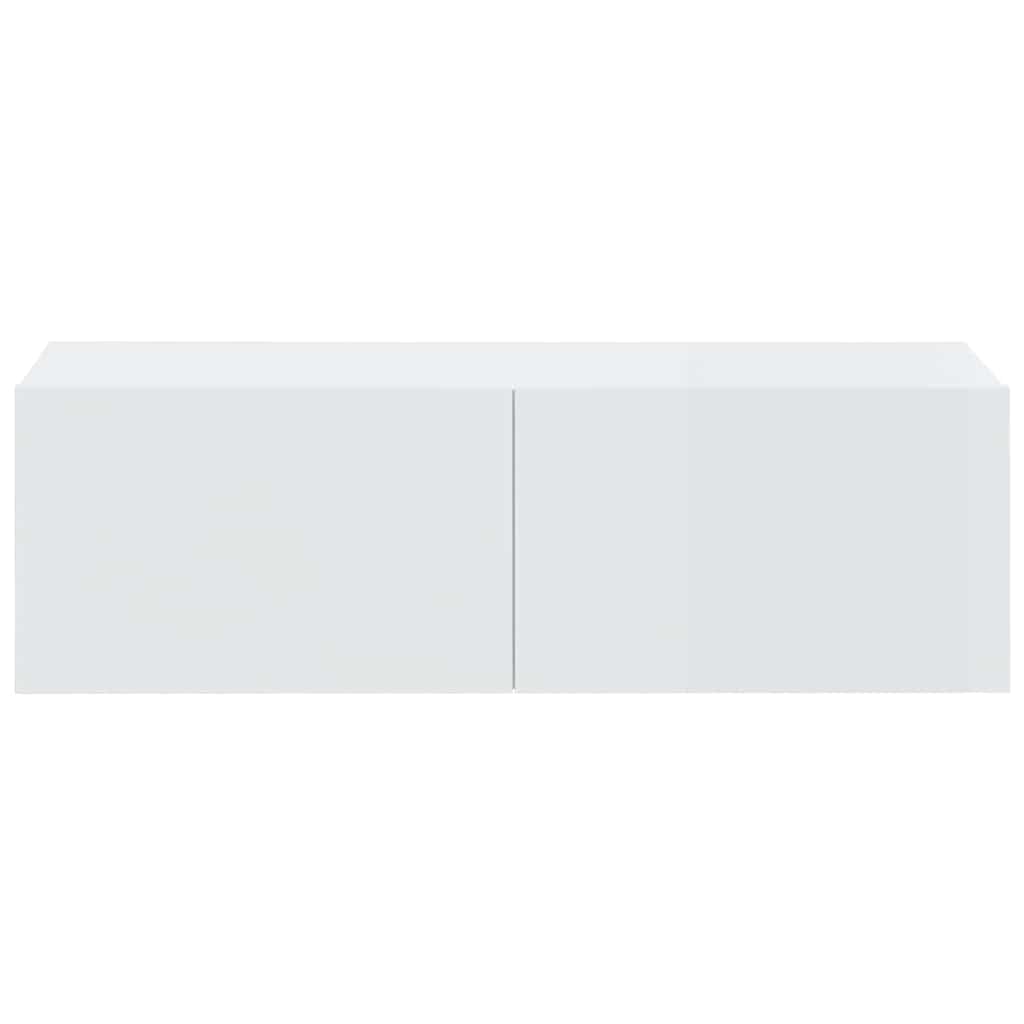 4 Piece TV Cabinet Set High Gloss White Engineered Wood