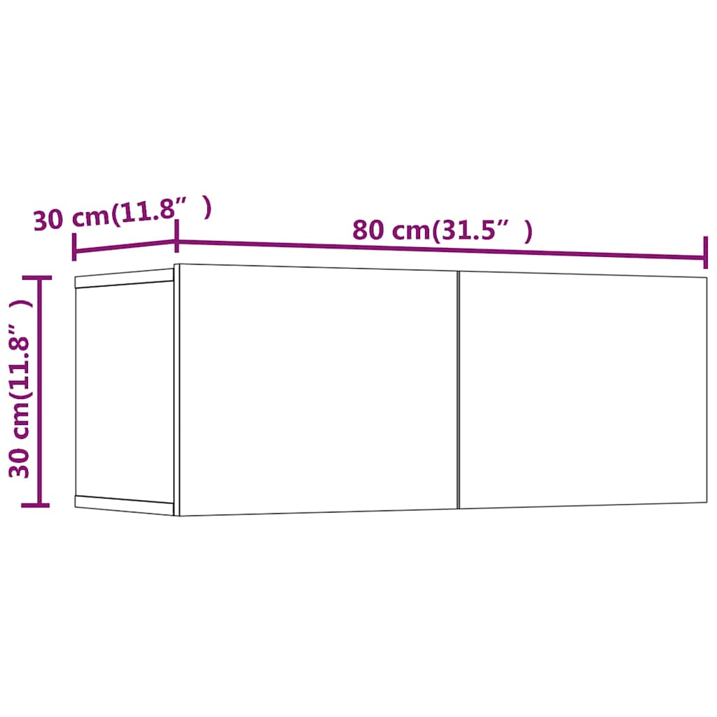 4 Piece TV Cabinet Set High Gloss White Engineered Wood