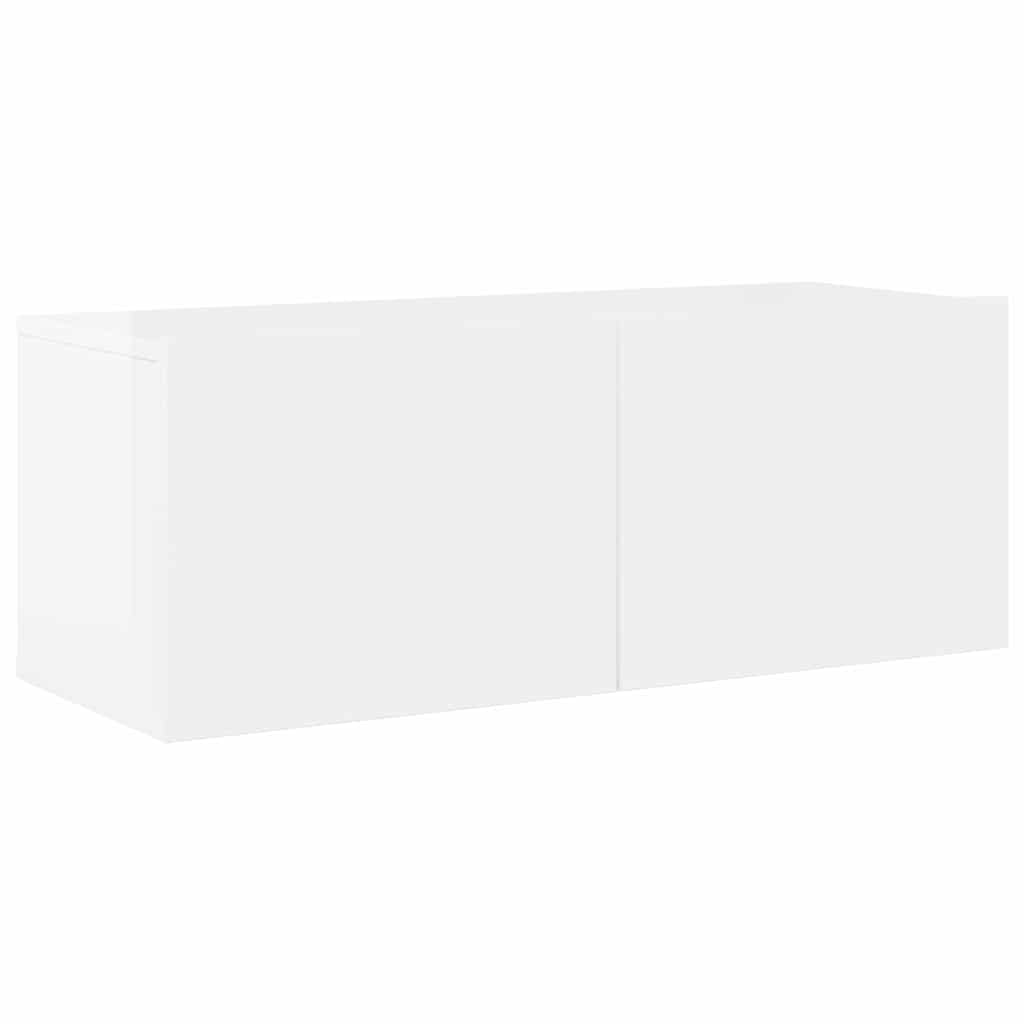 4 Piece TV Cabinet Set High Gloss White Engineered Wood