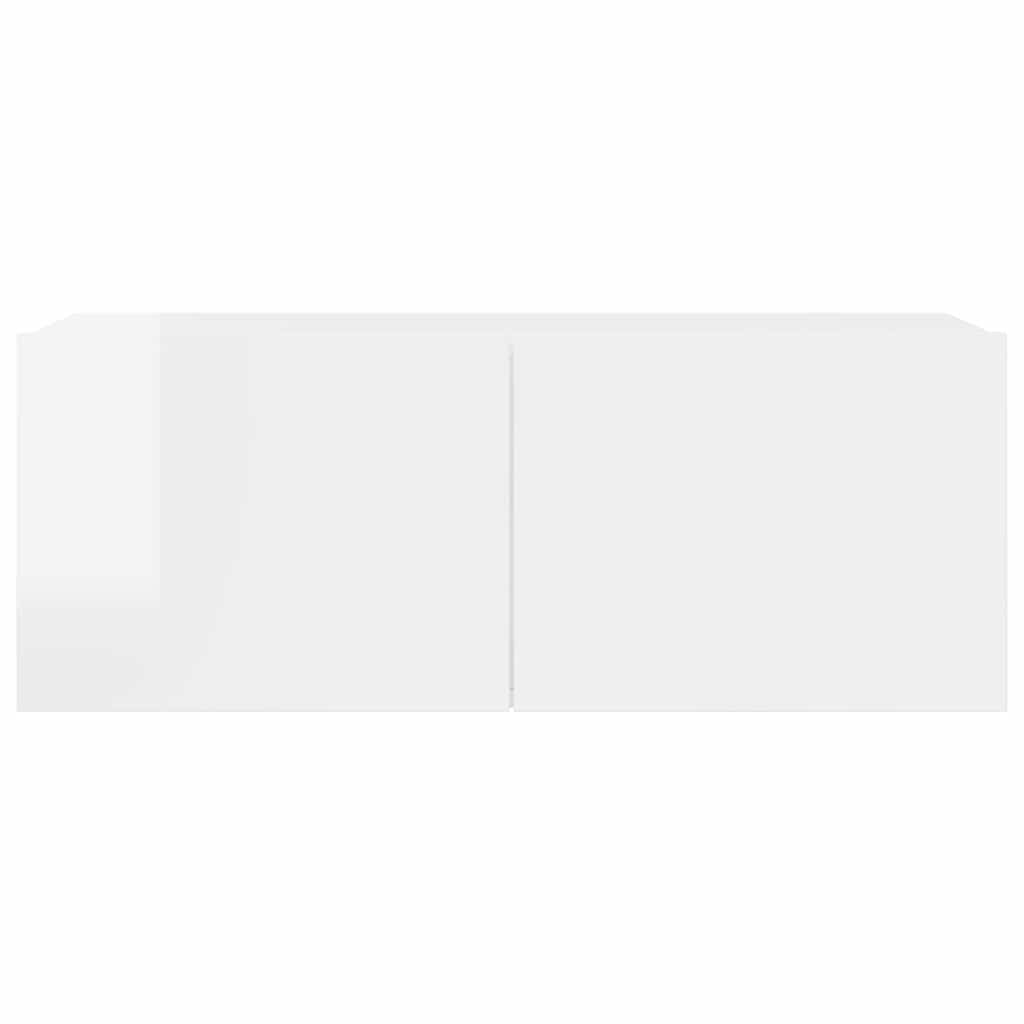4 Piece TV Cabinet Set High Gloss White Engineered Wood