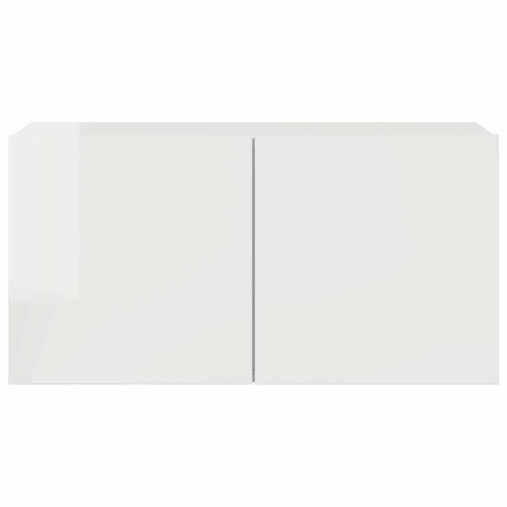 4 Piece TV Cabinet Set High Gloss White Engineered Wood