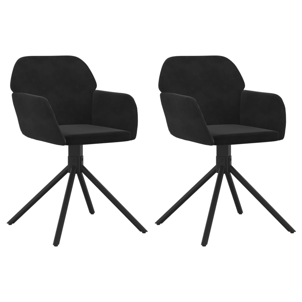 Swivel Dining Chairs 2 pcs Black Velvet