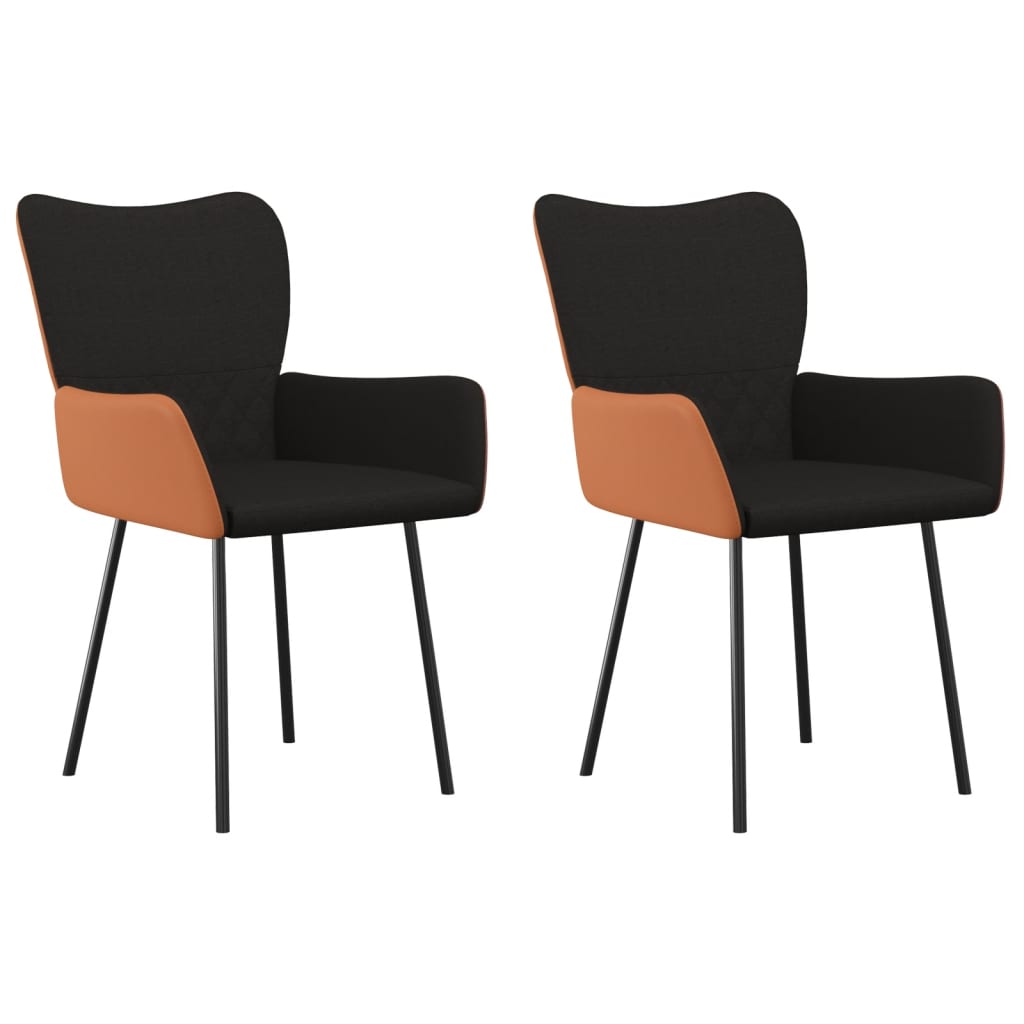 Dining Chairs 2 pcs Black Fabric and Faux Leather