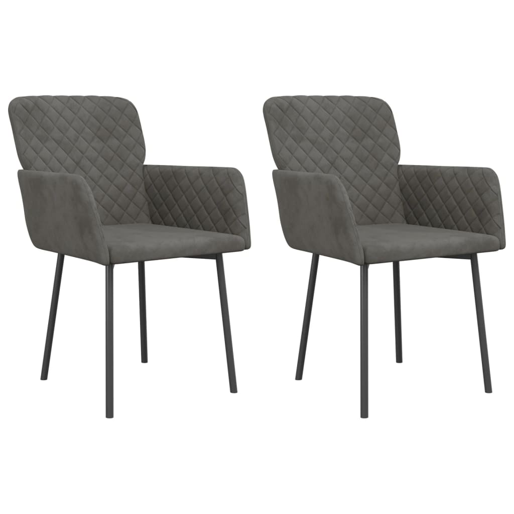 Dining Chairs 2 pcs Dark Grey Velvet