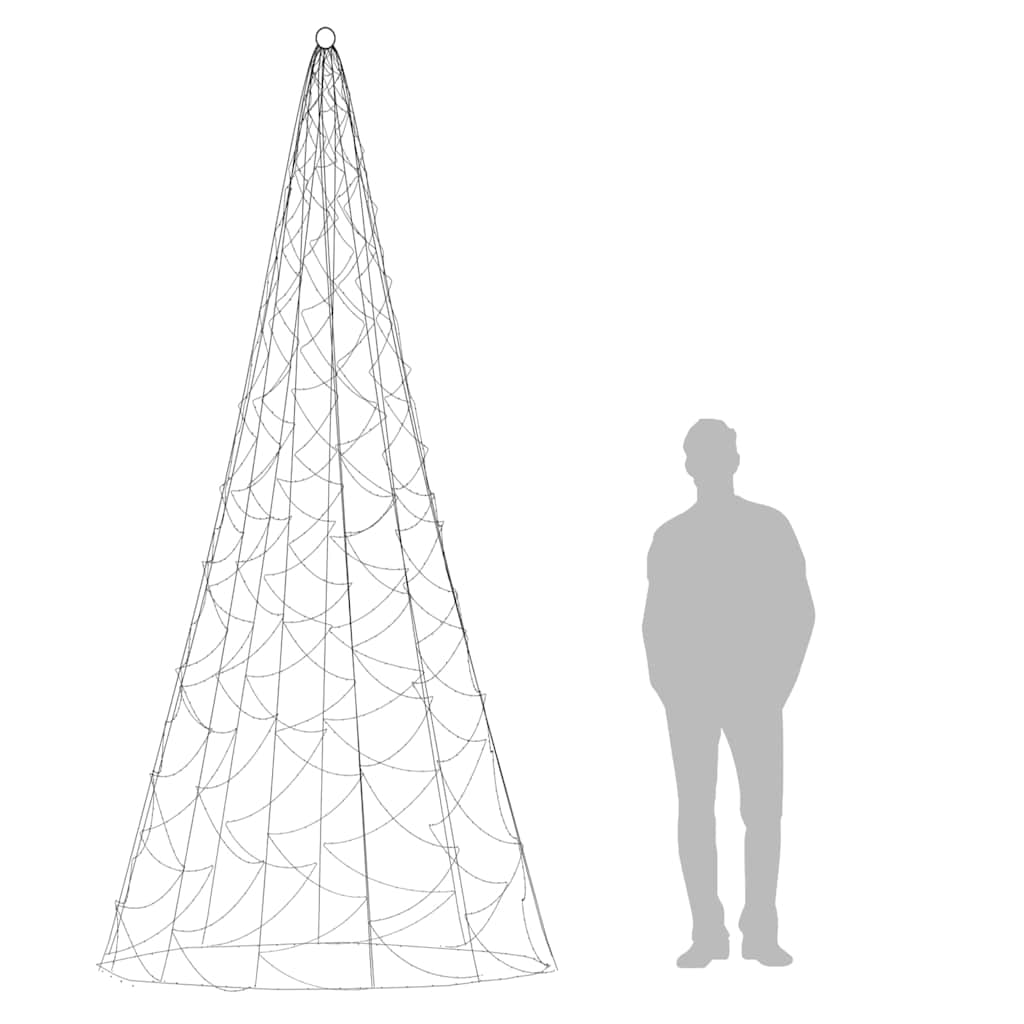 Christmas Tree on Flagpole Warm White 500 LEDs 300 cm