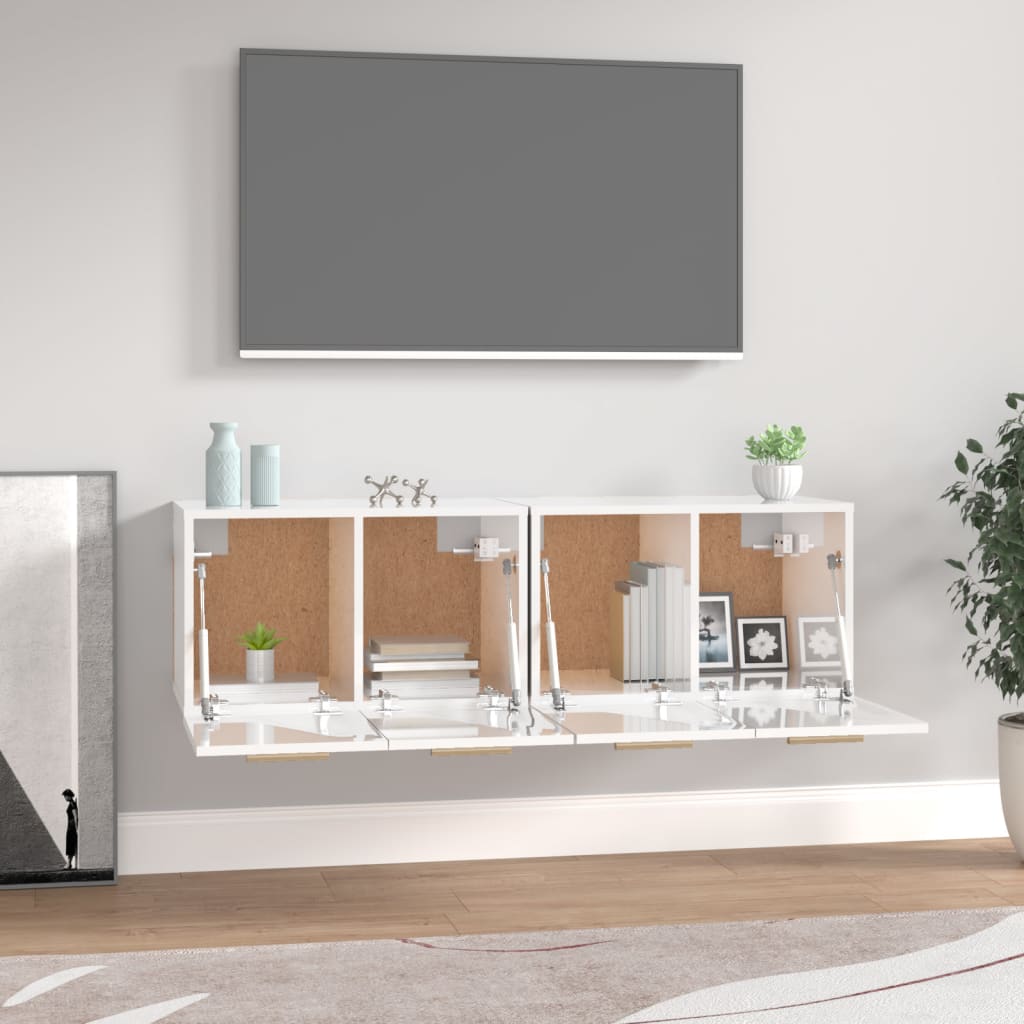 Wall Cabinets 2 pcs High Gloss White 60x36.5x35 cm Engineered Wood