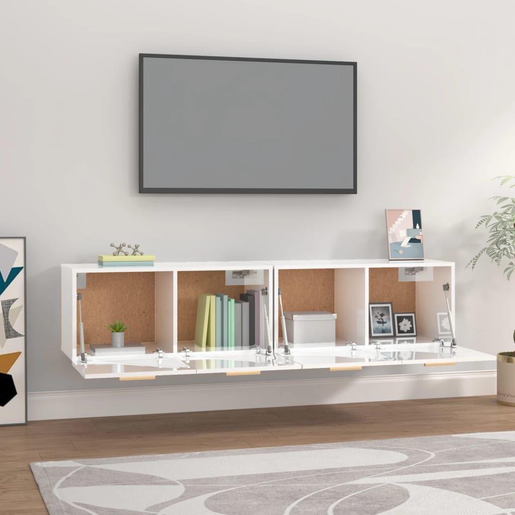 Wall Cabinets 2 pcs High Gloss White 80x35x36.5 cm Engineered Wood