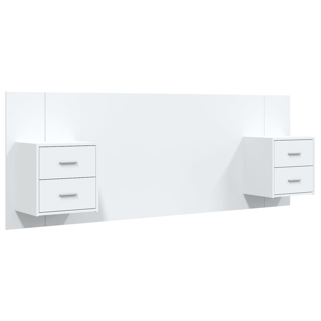 Bed Headboard with Cabinets High Gloss White 120 cm Engineered Wood