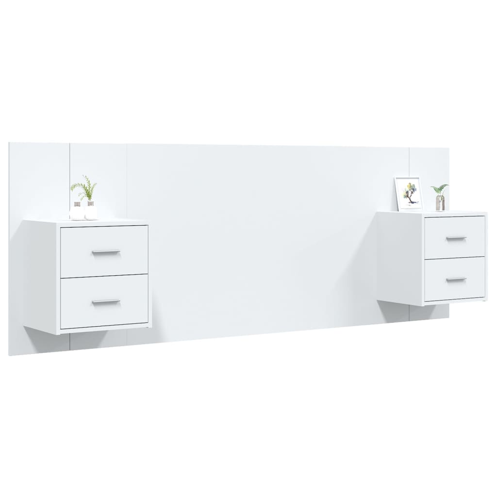 Bed Headboard with Cabinets High Gloss White 120 cm Engineered Wood