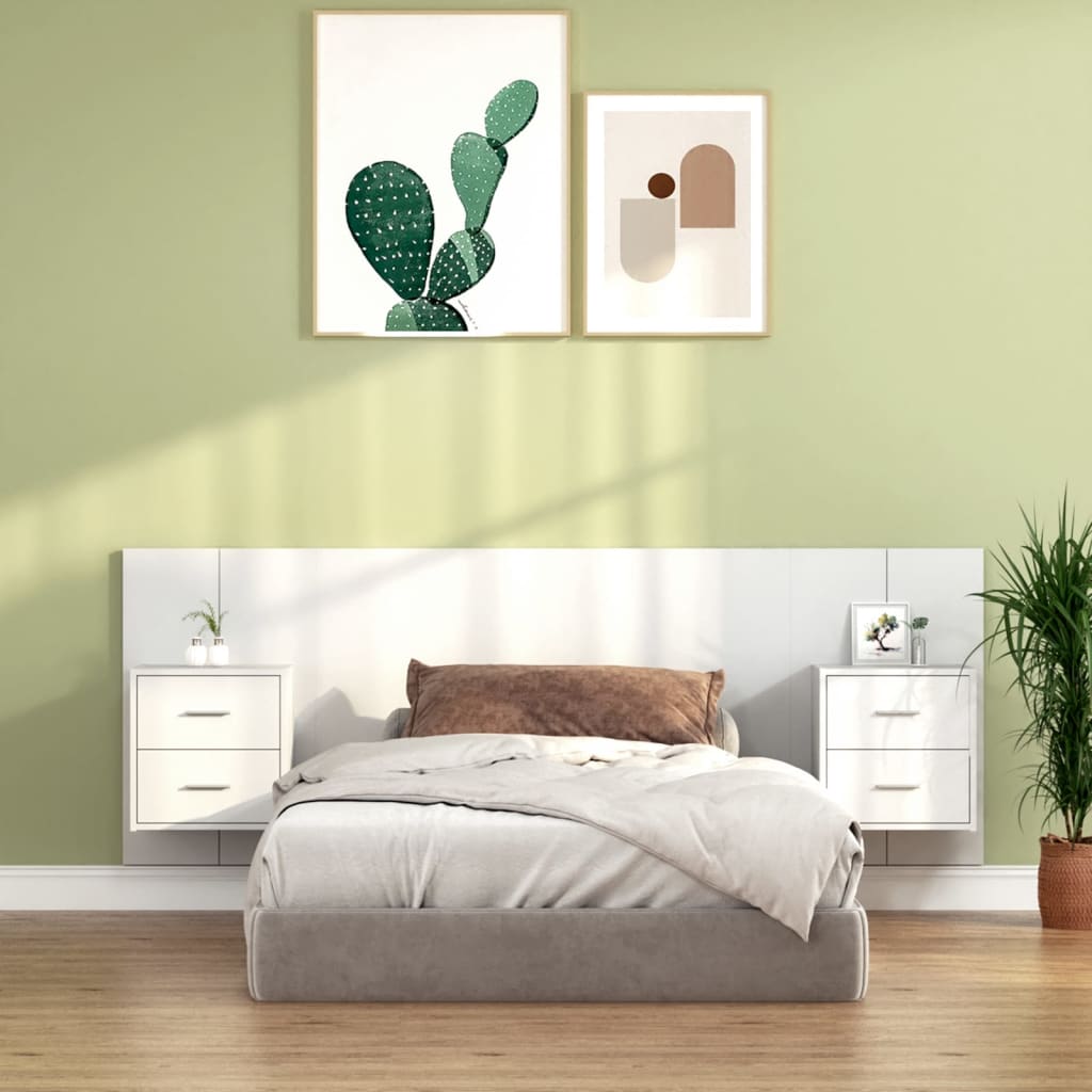 Bed Headboard with Cabinets High Gloss White 120 cm Engineered Wood
