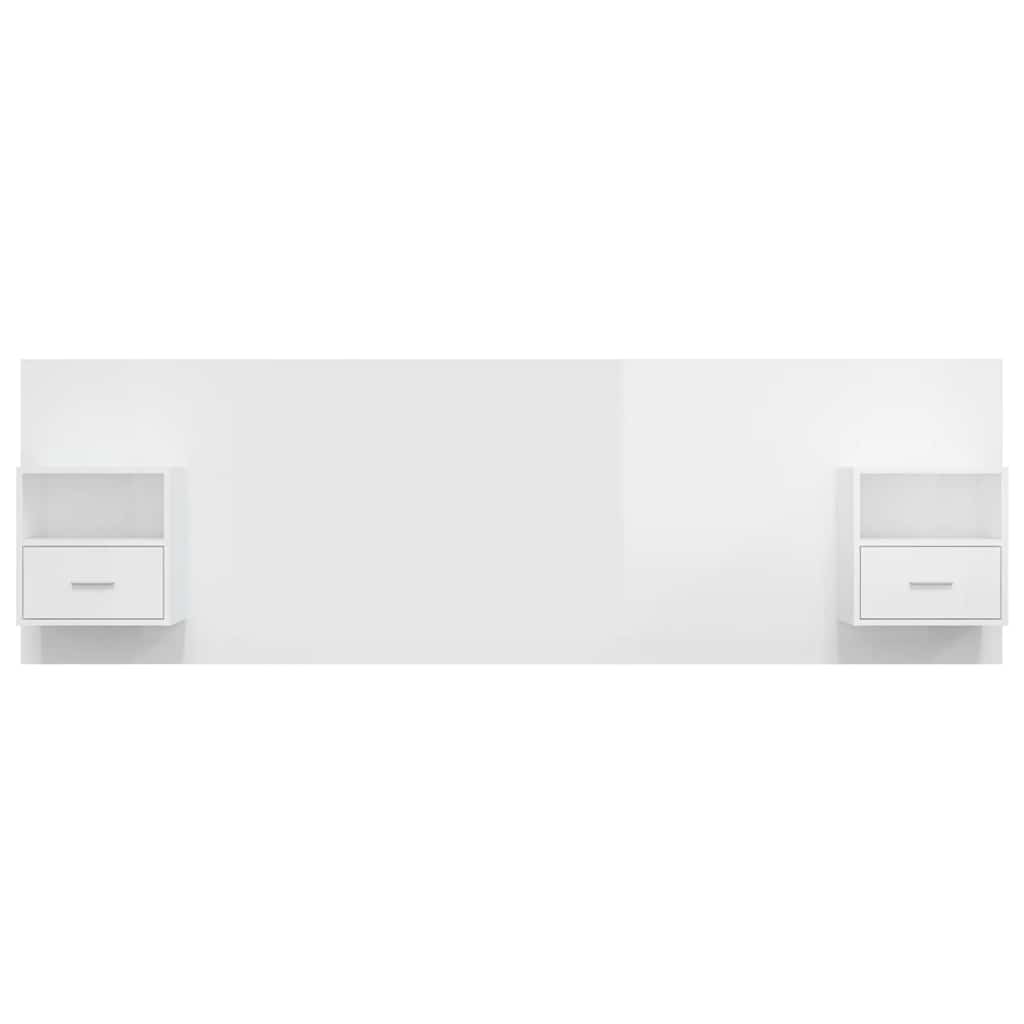 Bed Headboard with Cabinets High Gloss White Engineered Wood