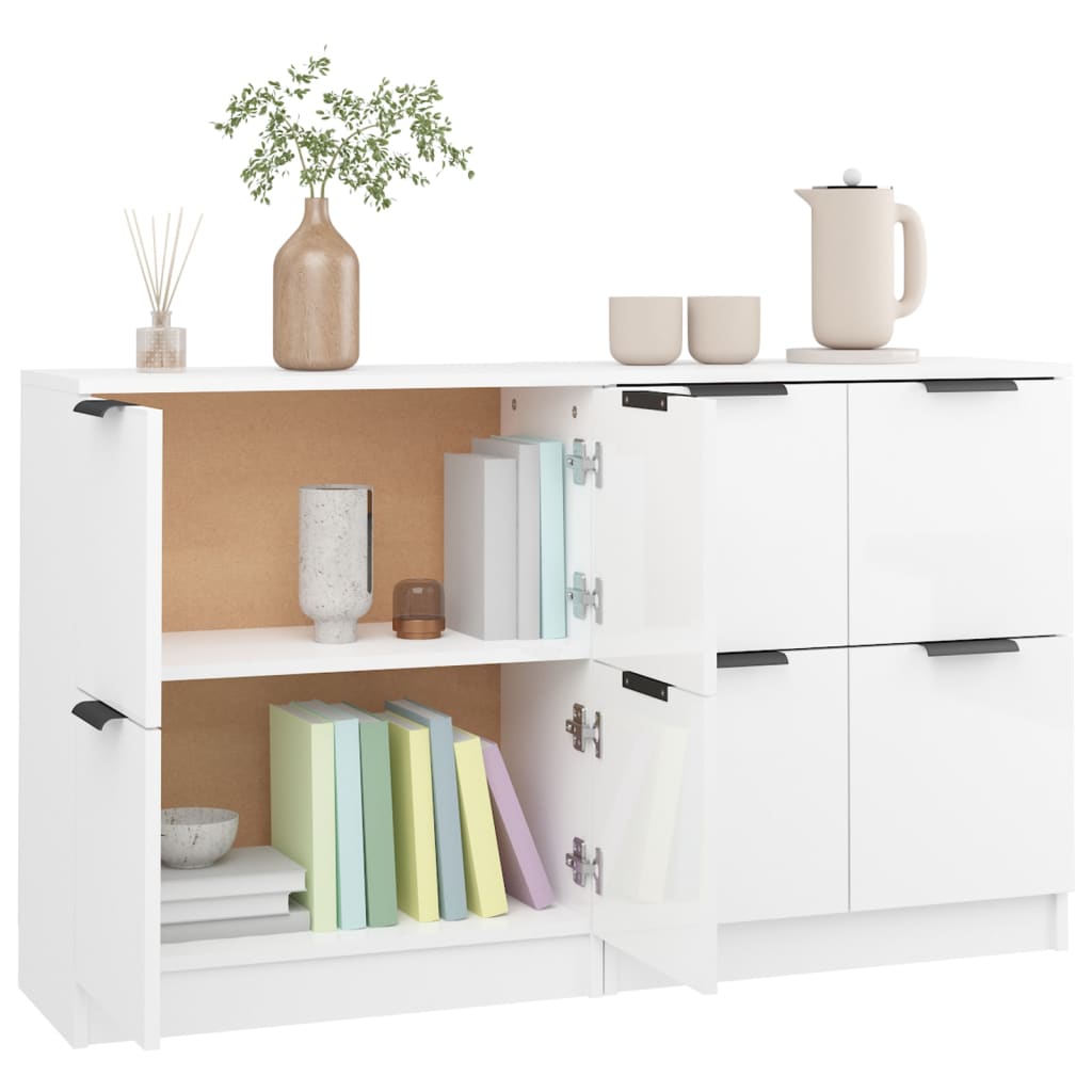 Sideboards 2 pcs High Gloss White 60x30x70 cm Engineered Wood