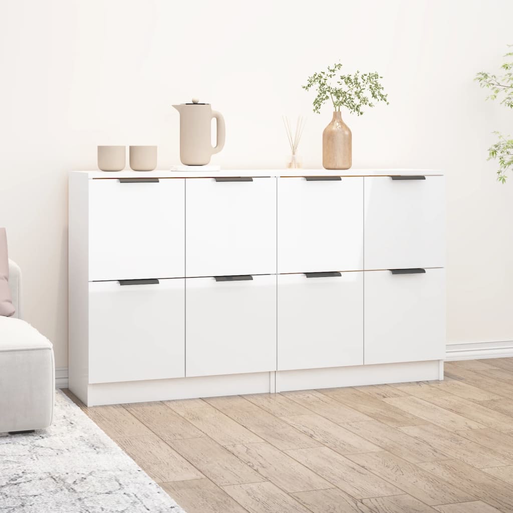 Sideboards 2 pcs High Gloss White 60x30x70 cm Engineered Wood