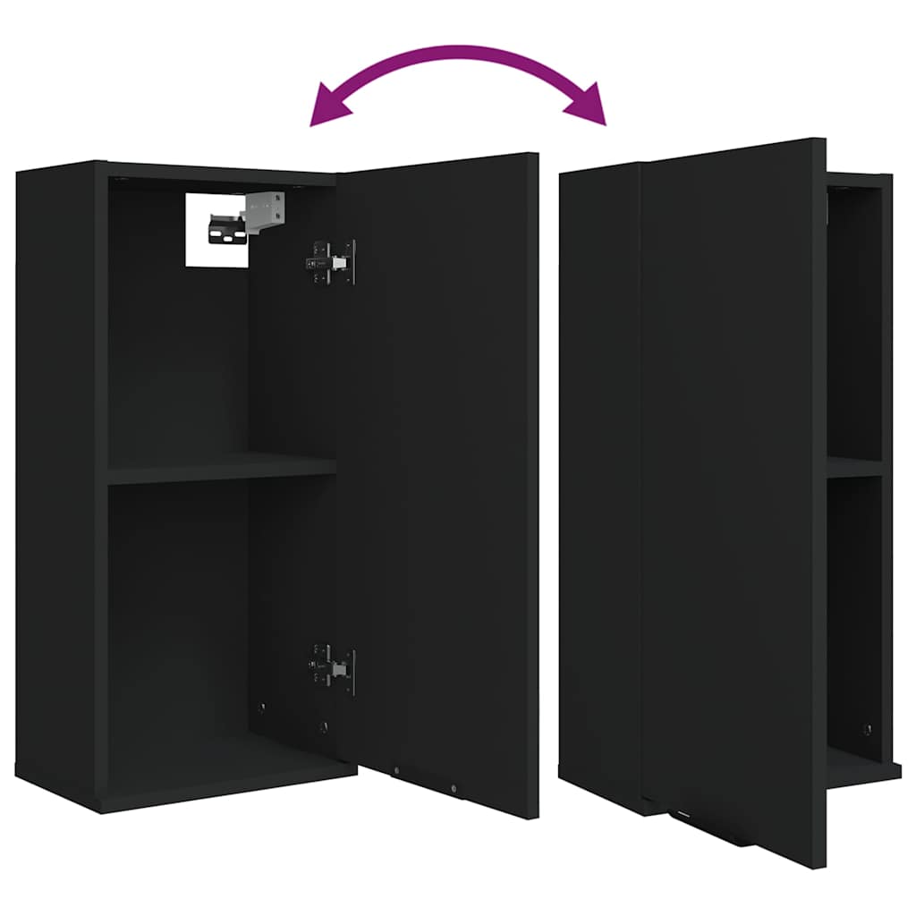 5 Piece Bathroom Cabinet Set Black Engineered Wood