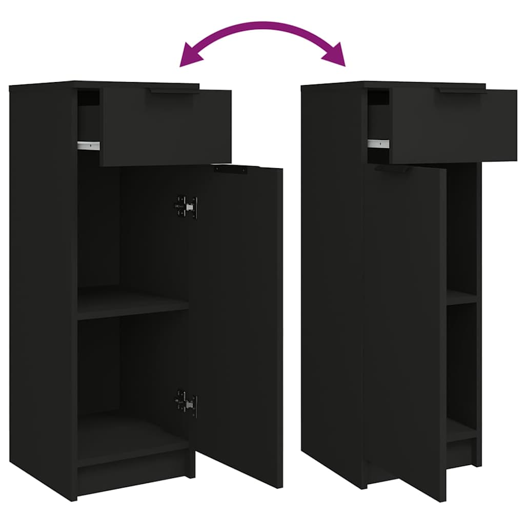 5 Piece Bathroom Cabinet Set Black Engineered Wood