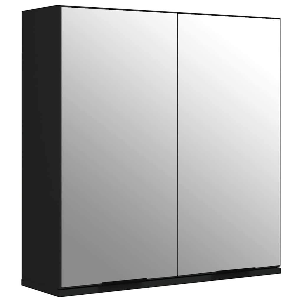 3 Piece Bathroom Cabinet Set Black Engineered Wood
