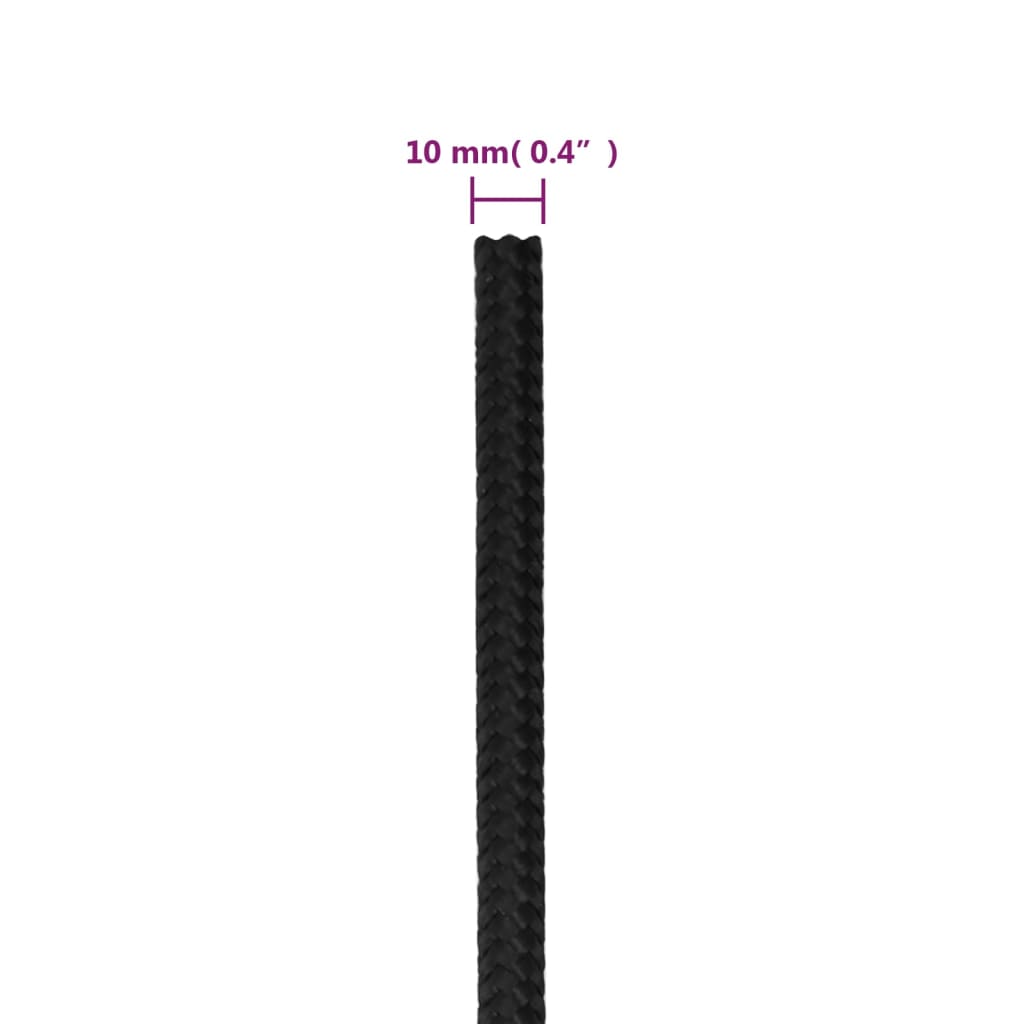 Boat Rope Full Black 10 mm 100 m Polypropylene