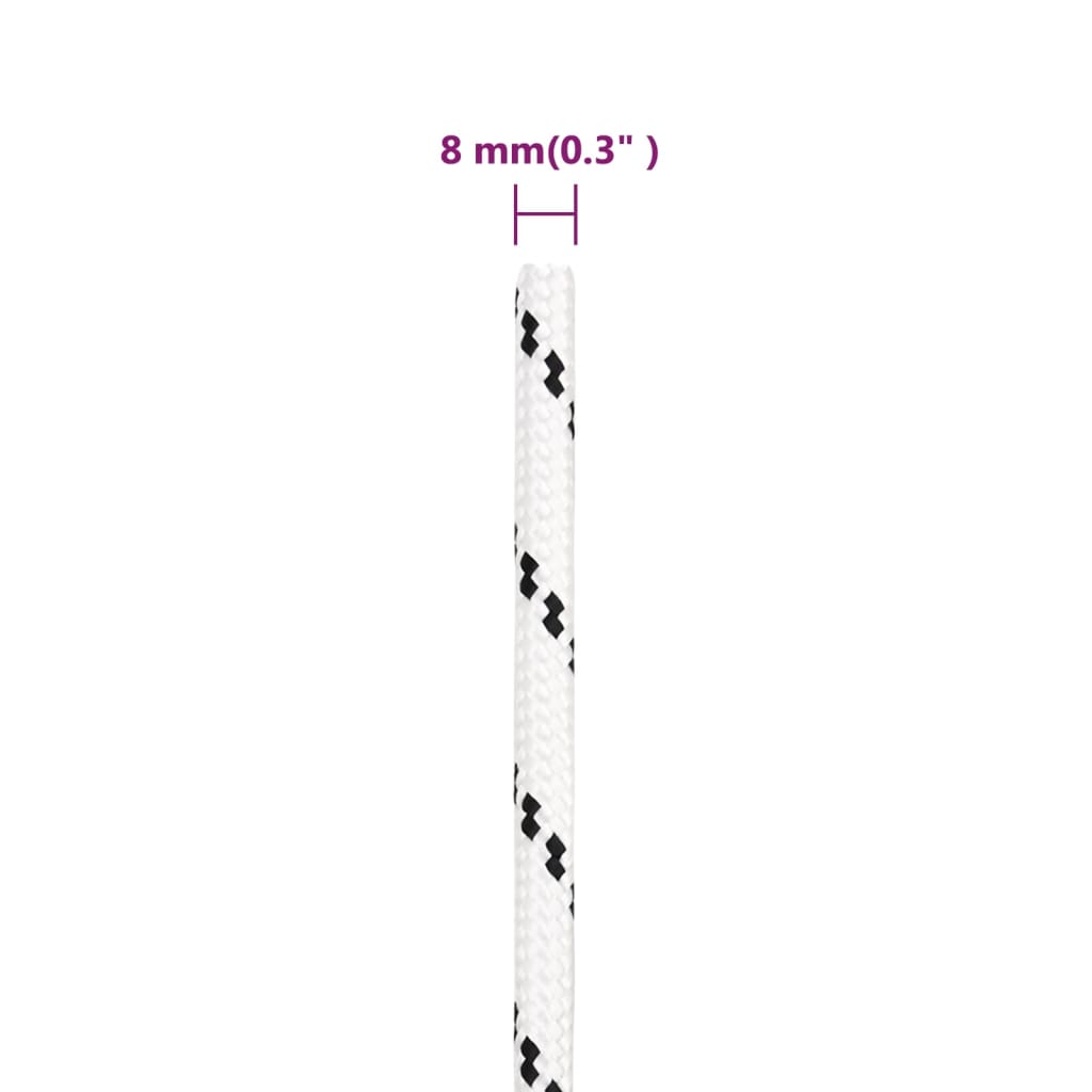 Braided Boat Rope White 8 mmx100 m Polyester