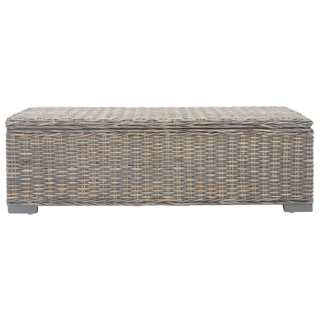 Storage Box Grey 110 cm Natural Kubu Rattan & Solid Wood Mahogany