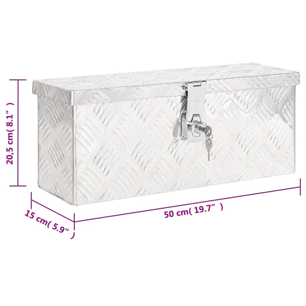 Storage Box Silver 50x15x20.5 cm Aluminium
