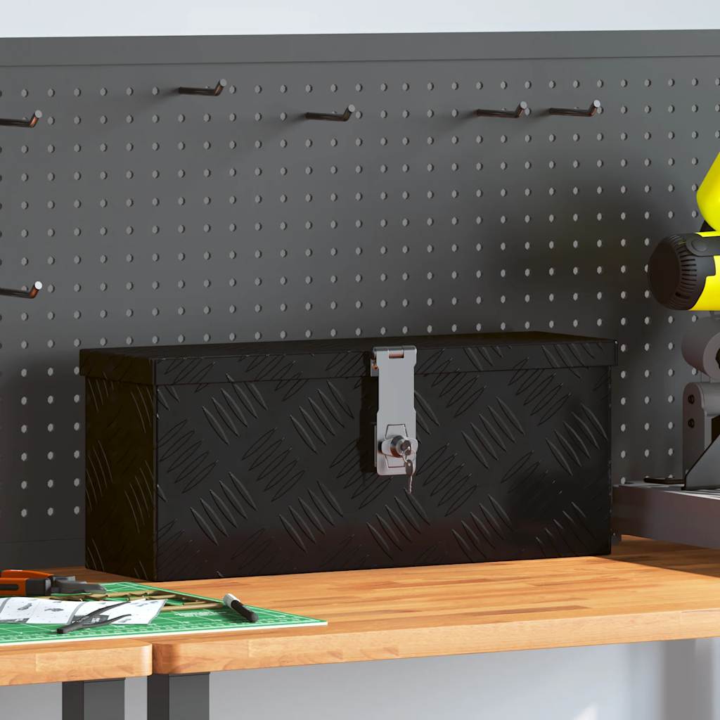 Storage Box Black 50x15x20.5 cm Aluminium