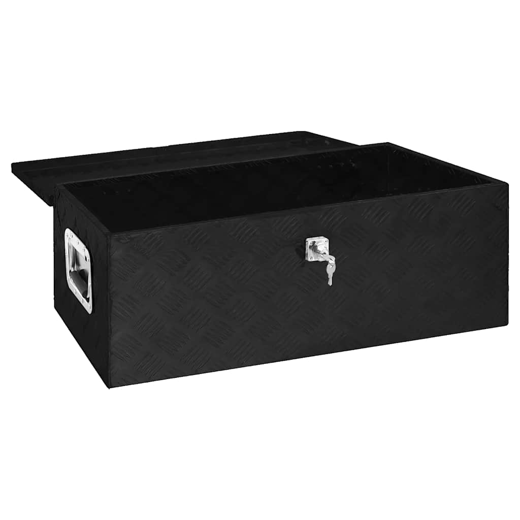 Storage Box Black 80x39x30 cm Aluminium