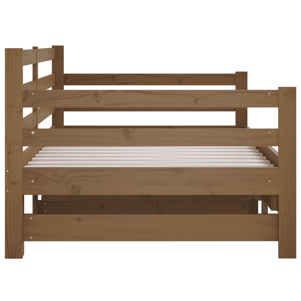 Pull-out Day Bed without Mattress Honey Brown 2x(90x190) cm