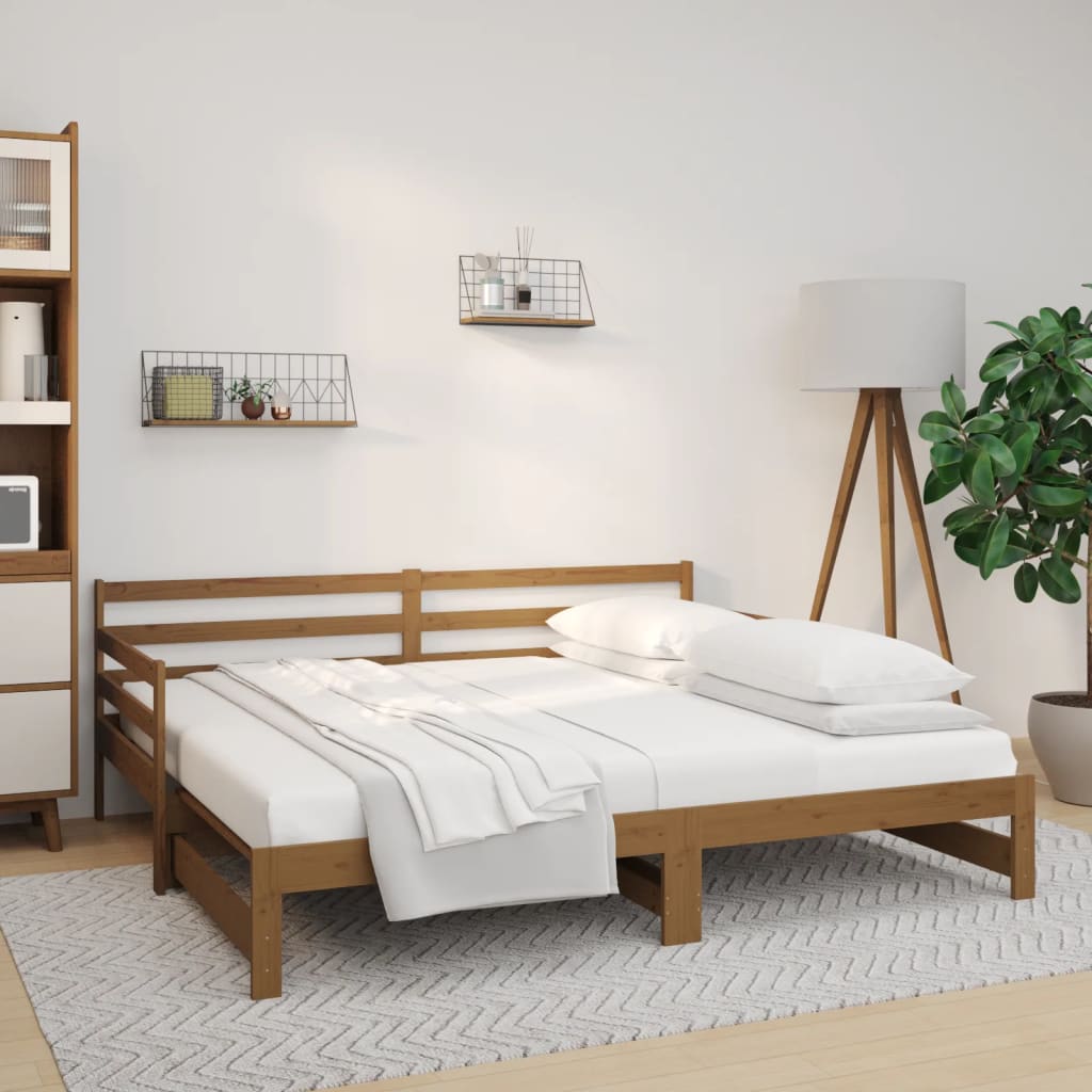 Pull-out Day Bed without Mattress Honey Brown 2x(90x190) cm