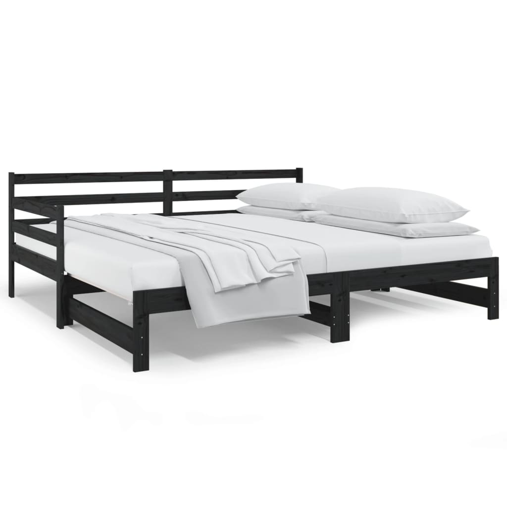 Pull-out Day Bed without Mattress Black 2x(90x190) cm