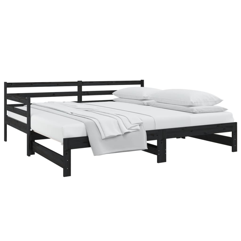 Pull-out Day Bed without Mattress Black 2x(90x190) cm