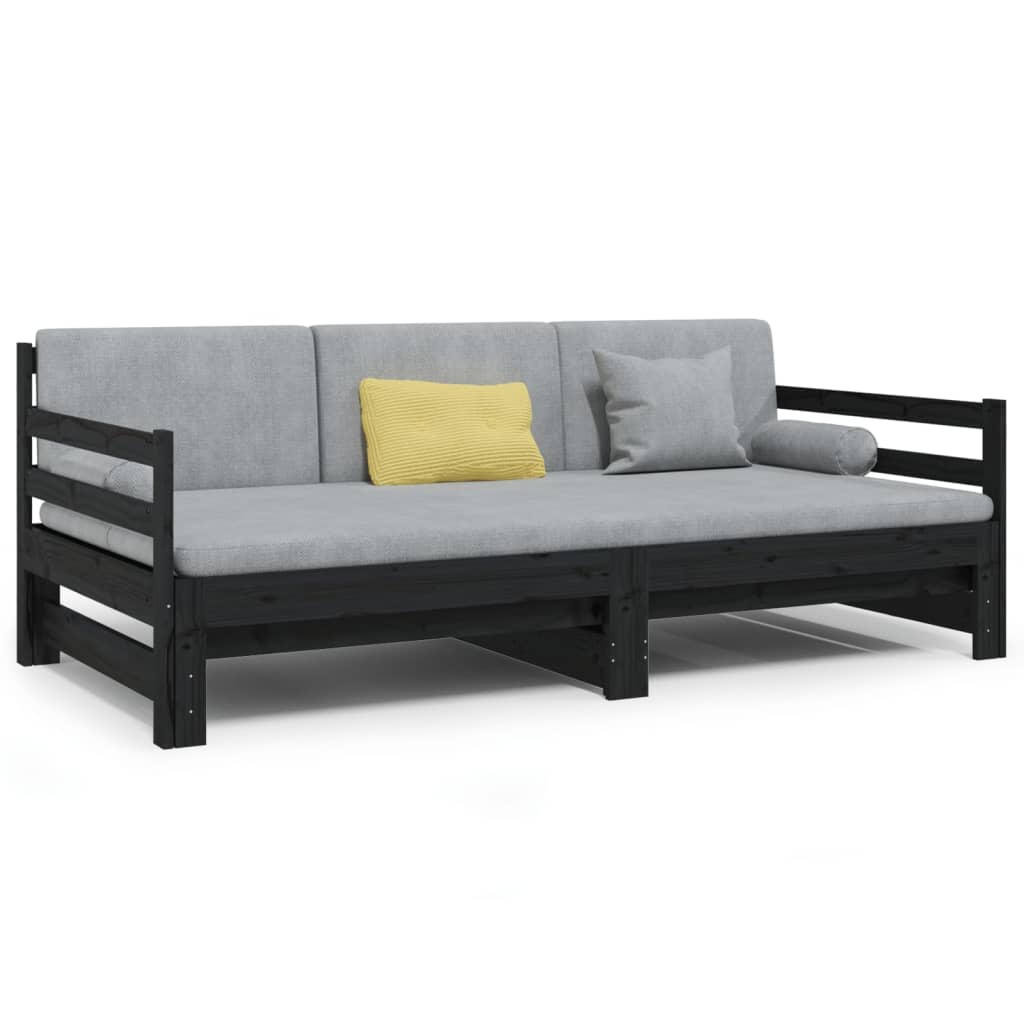 Pull-out Day Bed without Mattress Black 2x(90x190) cm