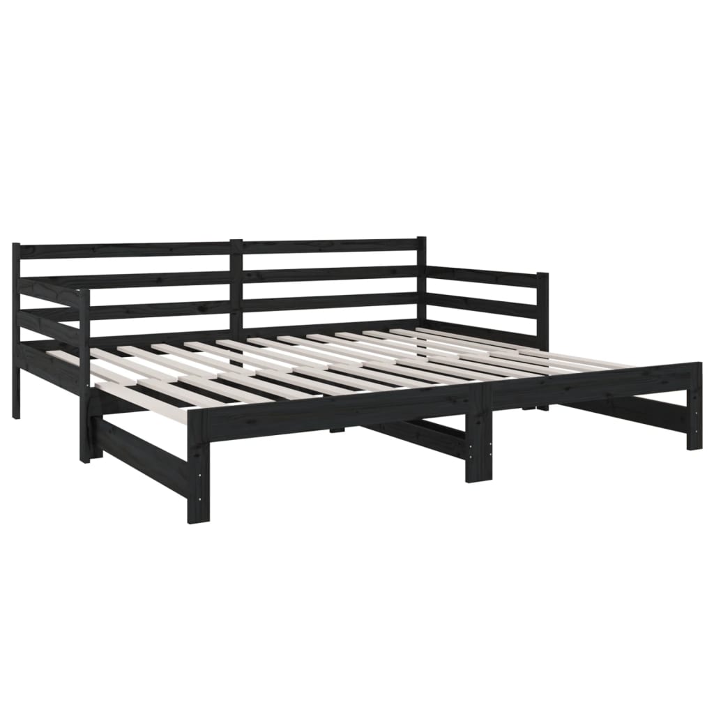 Pull-out Day Bed without Mattress Black 2x(90x190) cm