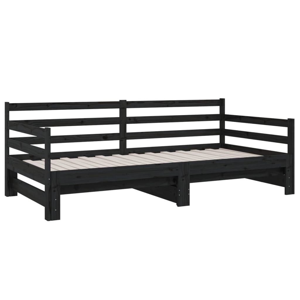 Pull-out Day Bed without Mattress Black 2x(90x190) cm